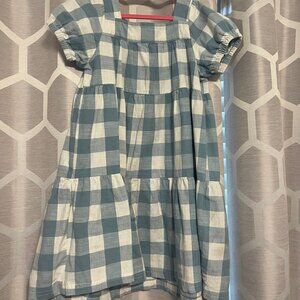 Girls Checkered Dress, size 6, blue and white